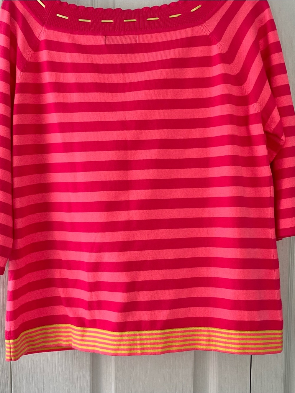 Sydney Easton Woman 1X Pink Striped Sweater Vibrant Colorful - Picture 2 of 6